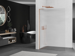 Mexen Kioto L Walk-in Shower Panel 110 x 200 cm, Polished, Brushed Copper - 800-110-103-65-09