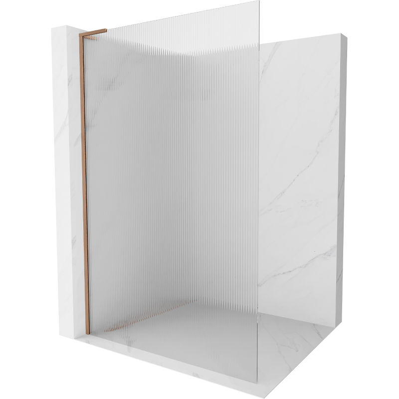 Mexen Kioto L Shower Wall Walk-in 100 x 200 cm, Stripes, Brushed Copper - 800-100-103-65-09