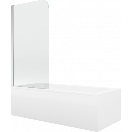 Mexen Cubik rectangular bathtub 170 x 70 cm with panels and a 1-wing screen 70 cm, Transparent, Chrome - 550317070X9007010100