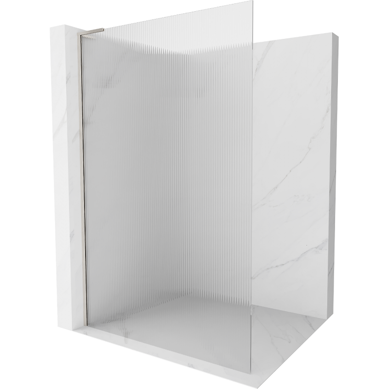 Mexen Kioto L Walk-in Shower Wall 100 x 200 cm, Striped, Brushed Nickel - 800-100-103-97-09