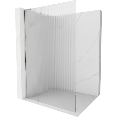 Mexen Kioto L Walk-in Shower Wall 100 x 200 cm, Striped, Brushed Nickel - 800-100-103-97-09