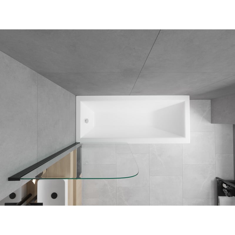 Mexen Cubik rectangular bath 170 x 70 cm with enclosure and 1-wing screen 70 cm, transparent, black - 550317070X9007017000