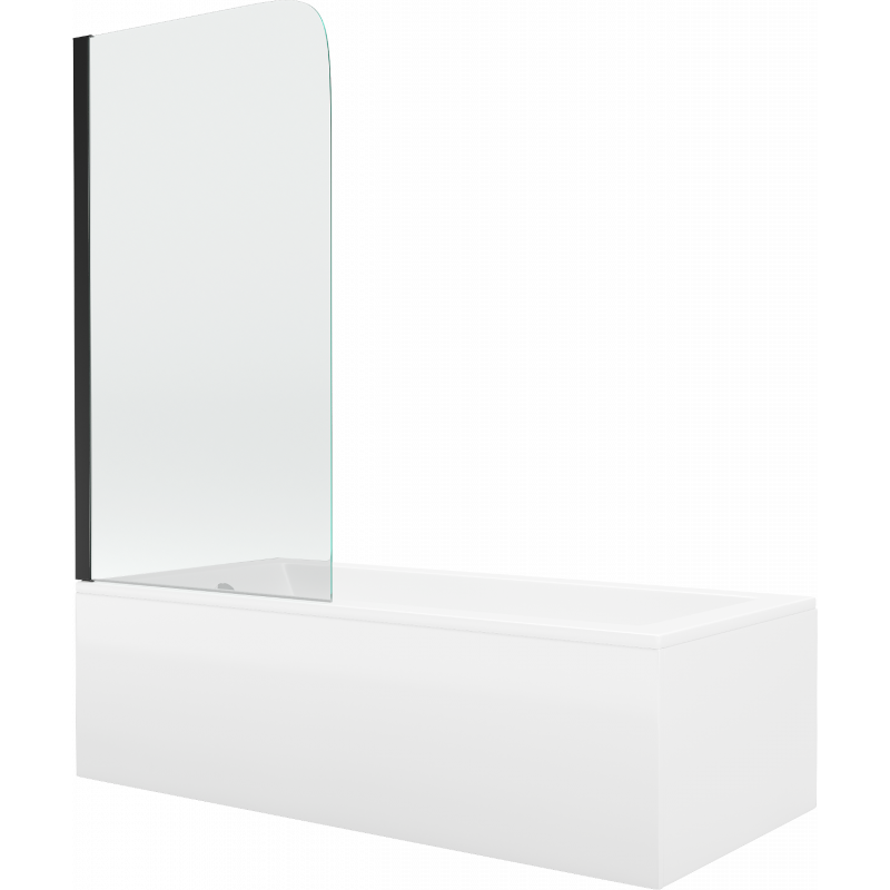 Mexen Cubik rectangular bathtub 170 x 70 cm with casing and 1-wing screen 70 cm, transparent, black - 550317070X9007017000