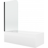 Mexen Cubik rectangular bathtub 170 x 70 cm with casing and 1-wing screen 70 cm, transparent, black - 550317070X9007017000
