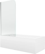 Mexen Cubik rectangular bathtub 170 x 70 cm with panels and a 1-wing screen 80 cm, Transparent, Chrome - 550317070X9008010100