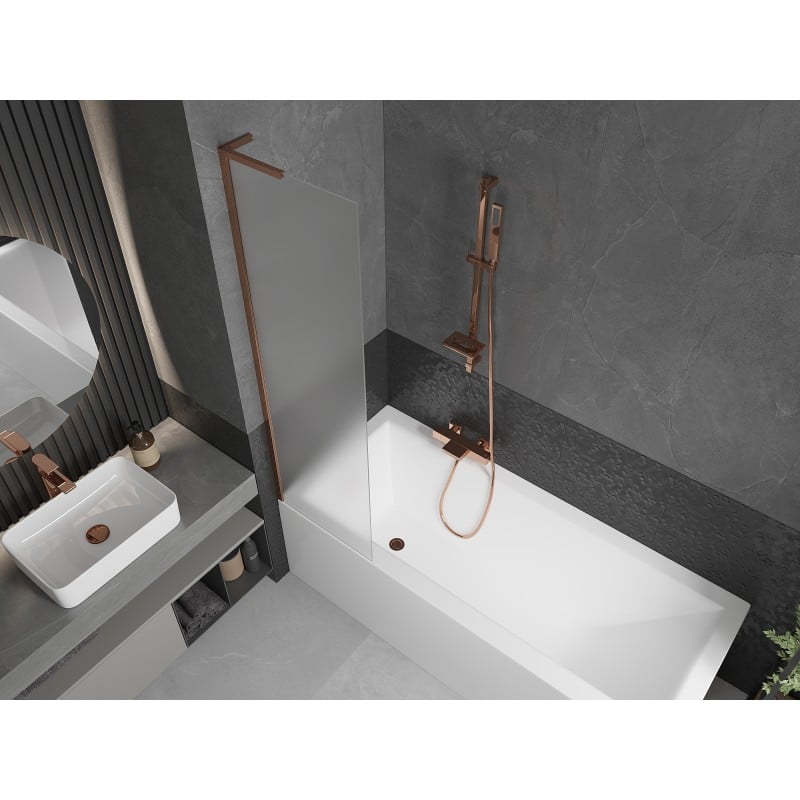 Mexen Next L Bath Screen Pivot 50 x 150 cm, Frosted, Rose Gold - 895-050-000-03-30-60