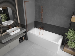 Mexen Next L Bath Screen Pivot 50 x 150 cm, Frosted, Rose Gold - 895-050-000-03-30-60