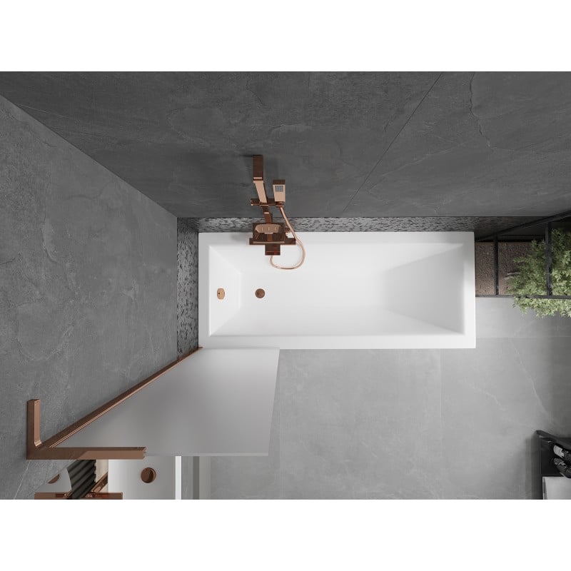 Mexen Next L Bath Screen Pivot 50 x 150 cm, Frosted, Rose Gold - 895-050-000-03-30-60