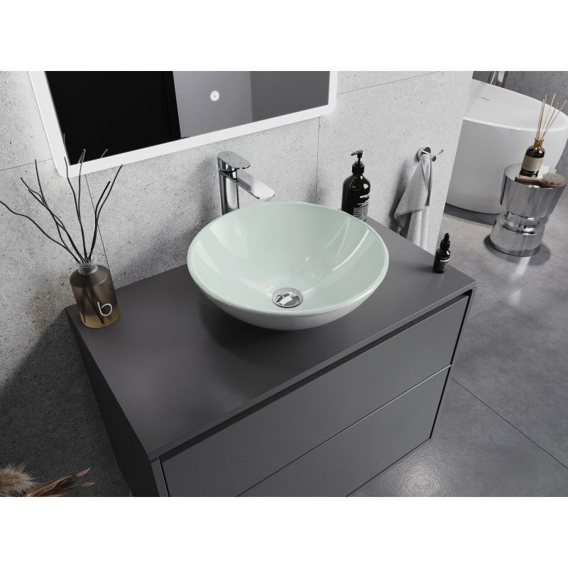 Mexen Mira glass countertop washbasin 42 x 42 cm, white - 24124230
