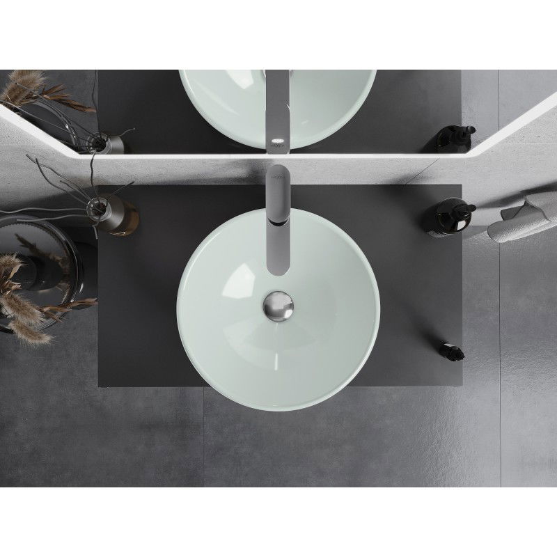 Mexen Mira glass countertop washbasin 42 x 42 cm, white - 24124230
