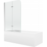 Mexen Cubik rectangular bathtub 170 x 70 cm with enclosure and 2-panel screen 80 cm, transparent, chrome - 550317070X9008020100