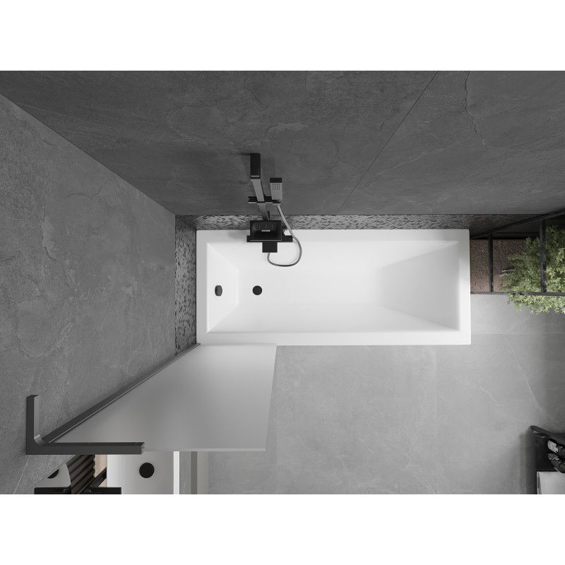 Mexen Next L Bathtub Screen 1-Leaf 50 x 150 cm, Frost, Gun Metal - 895-050-000-03-30-95