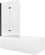 Mexen Cubik rectangular bathtub 170 x 70 cm with panel and 2-wing screen 80 cm, transparent, black - 550317070X9008027000