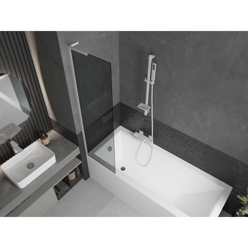 Mexen Next L Bath Screen 1-wing 50 x 150 cm, Graphite, White - 895-050-000-03-40-20