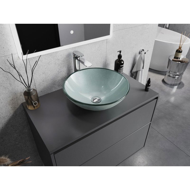 Mexen Mira glass countertop washbasin 42 x 42 cm, silver - 24124211