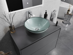 Mexen Mira glass countertop washbasin 42 x 42 cm, silver - 24124211