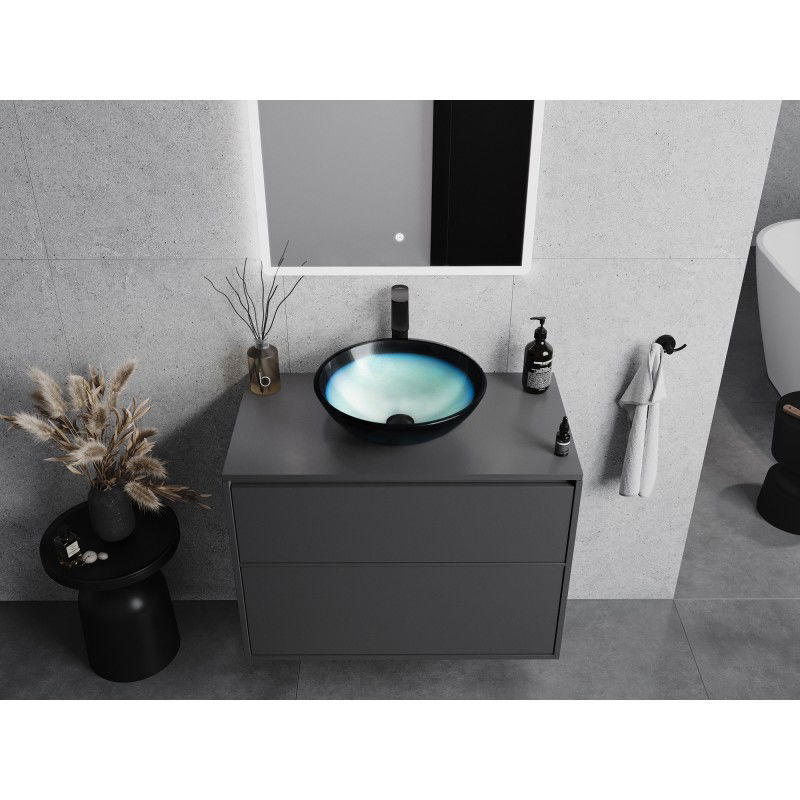Mexen Mira glass countertop washbasin 42 x 42 cm, blue - 24124247