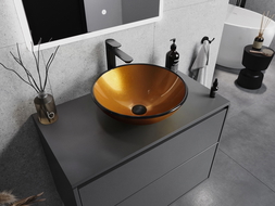 Mexen Mira Glass Countertop Washbasin 42 x 42 cm, Gold - 24124250