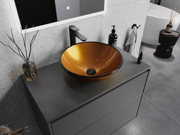 Mexen Mira glass worktop washbasin 42 x 42 cm, gold - 24124250