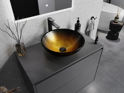 Mexen Mira glass countertop sink 42 x 42 cm, dark gold - 24124251