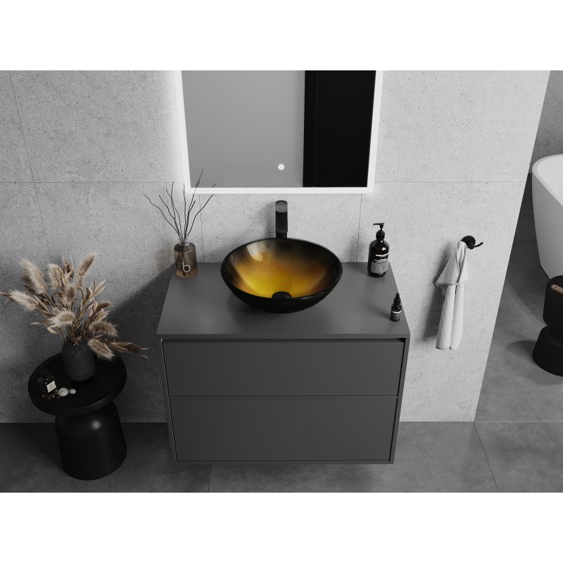 Mexen Mira glass countertop sink 42 x 42 cm, dark gold - 24124251