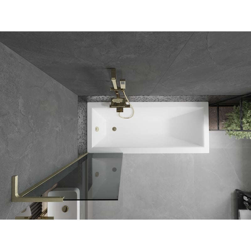 Mexen Next L Bathtub Screen 1-Panel 50 x 150 cm, Graphite, Brushed Gold - 895-050-000-03-40-55