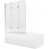 Mexen Cubik rectangular bath 170 x 70 cm with enclosure and 3-panel 120 cm screen, transparent, chrome - 550317070X9012030100