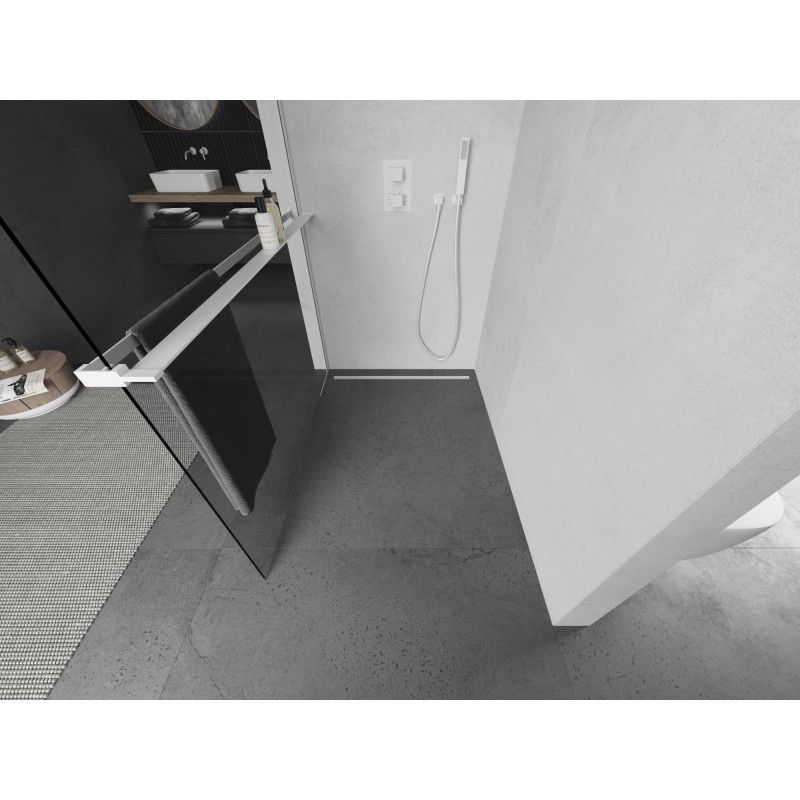 Mexen Kioto+ shower wall with Walk-in shelf 80 x 200 cm, transparent, white - 800-080-121-20-00