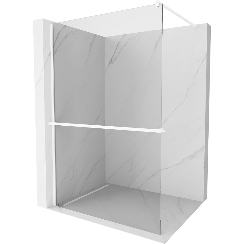 Mexen Kioto+ Walk-in Shower Wall with Shelf 80 x 200 cm, Transparent, White - 800-080-121-20-00