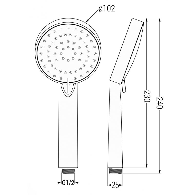 Mexen R-75 3-function Shower Head, Chrome - 79575-00
