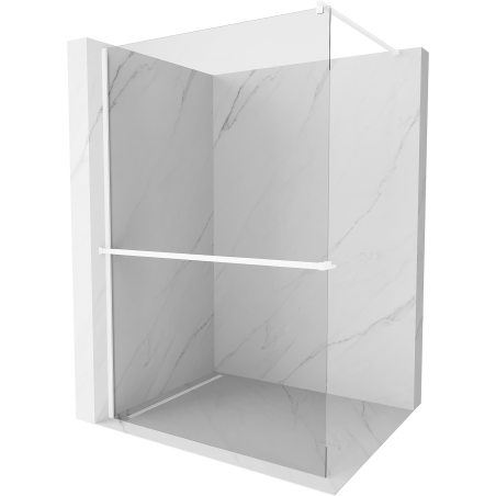 Mexen Kioto+ Shower Wall with Walk-in Shelf 135 x 200 cm, Transparent, White - 800-135-121-20-00