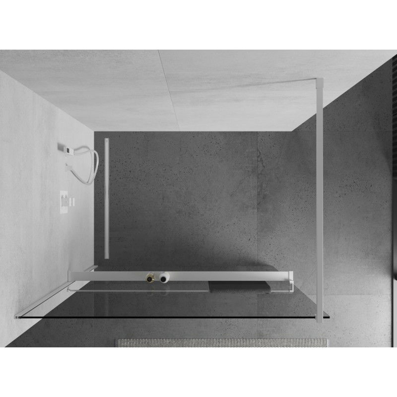 Mexen Kioto+ shower wall with shelf Walk-in 140 x 200 cm, transparent, white - 800-140-121-20-00