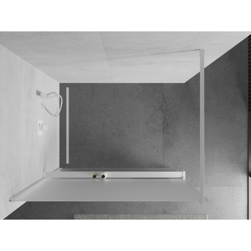 Mexen Kioto+ 70 x 200 cm Walk-in Shower Screen with Shelf, Frosted, White - 800-070-121-20-30