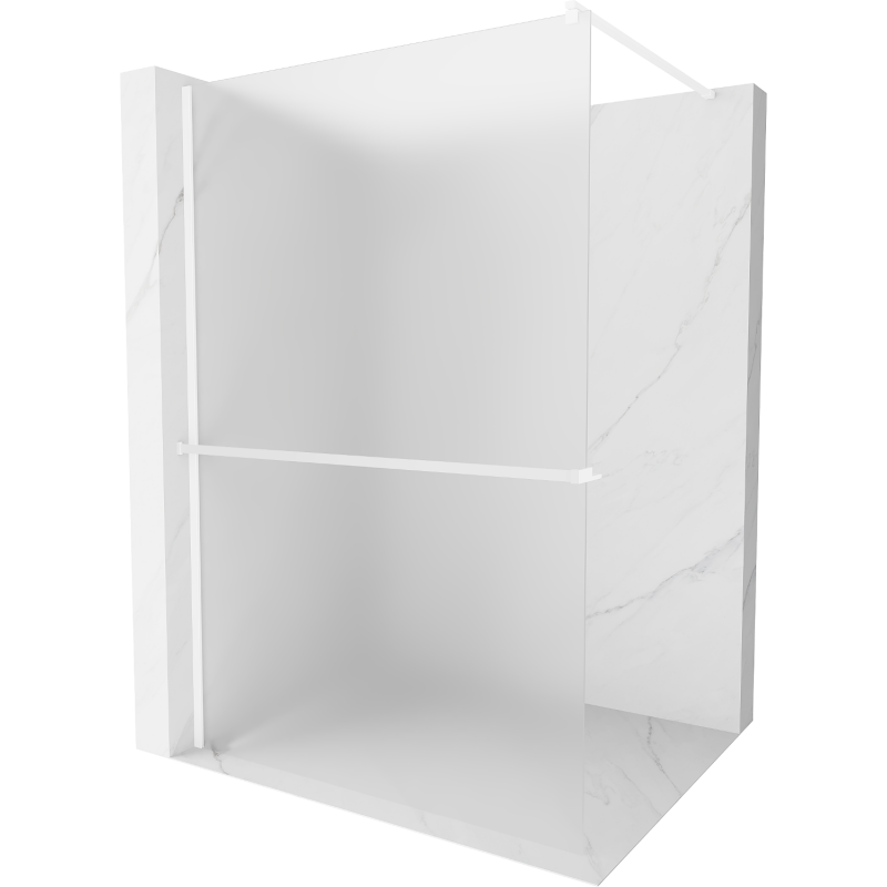 Mexen Kioto+ Shower Wall with Walk-in Shelf 80 x 200 cm, Frosted, White - 800-080-121-20-30