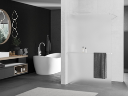 Mexen Kioto+ Walk-in Shower Panel with Shelf 90 x 200 cm, Frosted, White - 800-090-121-20-30