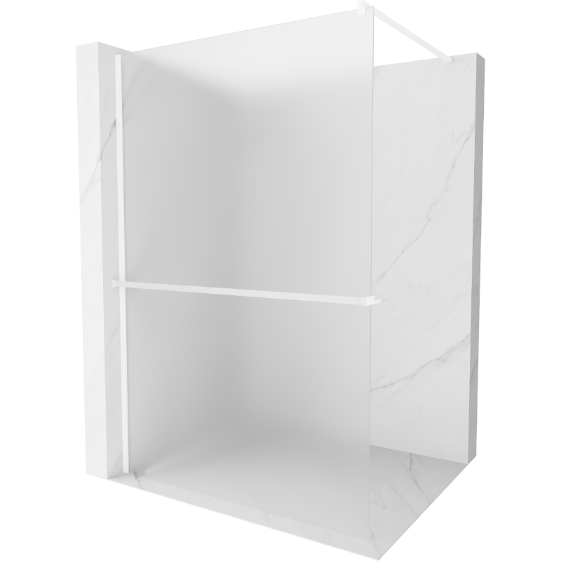 Mexen Kioto+ shower wall with Walk-in shelf 90 x 200 cm, frosted, white - 800-090-121-20-30