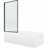 Mexen Cubik rectangular bathtub 170 x 70 cm with enclosure and 1-panel screen 70 cm, black pattern fix - 550317070X9307007070