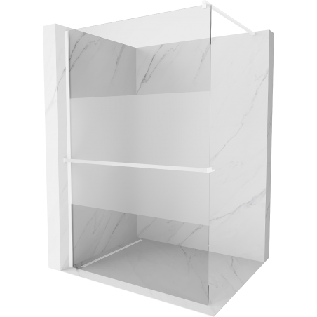 Mexen Kioto+ shower wall with Walk-in shelf 80 x 200 cm, transparent/frost, white - 800-080-121-20-35