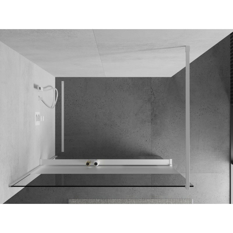 Mexen Kioto+ shower screen with shelf Walk-in 100 x 200 cm, transparent/frost, white - 800-100-121-20-35