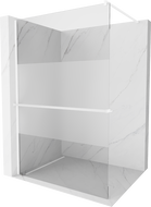 Mexen Kioto+ Walk-in Shower Screen with Shelf 100 x 200 cm, Transparent/Frosted, White - 800-100-121-20-35
