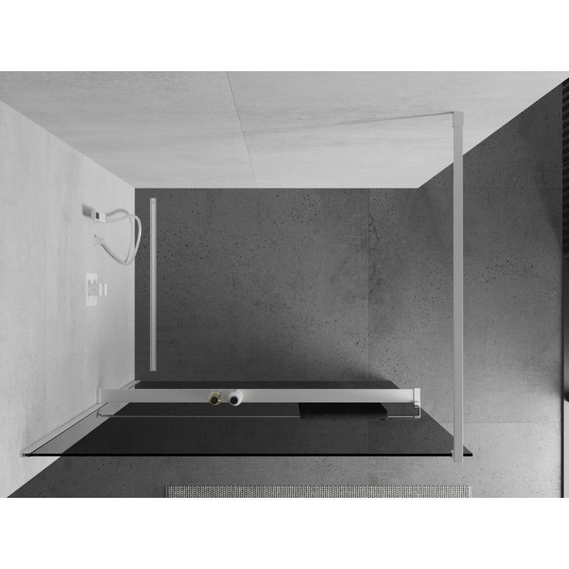 Mexen Kioto+ shower wall with Walk-in shelf 80 x 200 cm, graphite, white - 800-080-121-20-40