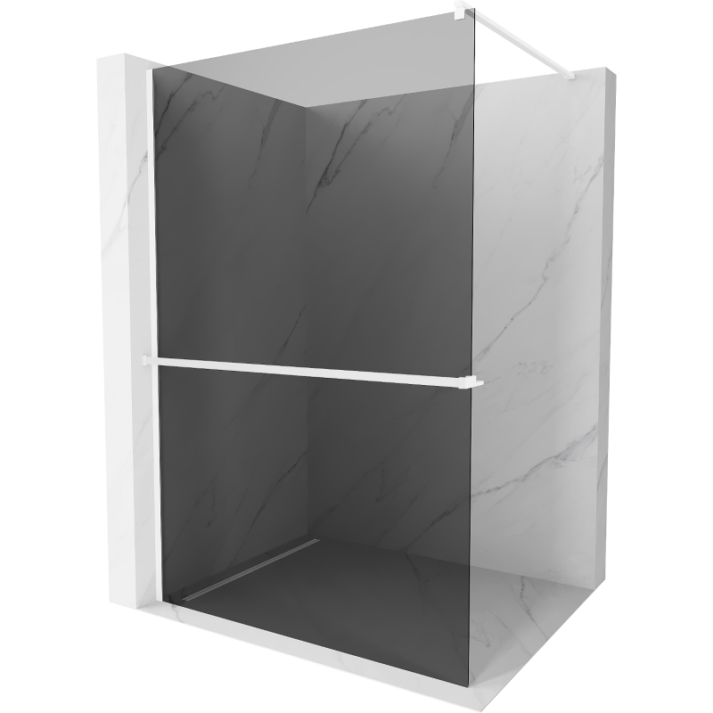 Mexen Kioto+ Shower Wall with Shelf Walk-in 80 x 200 cm, Graphite, White - 800-080-121-20-40