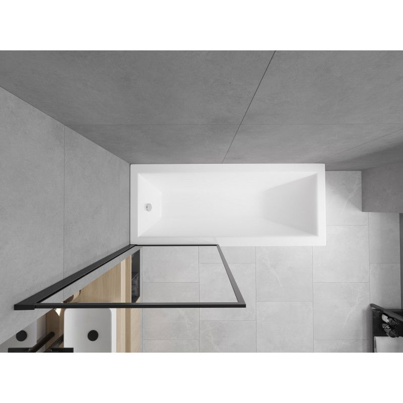 Mexen Cubik rectangular bath 170 x 70 cm with casing and 1-wing screen 70 cm, black pattern - 550317070X9307017070