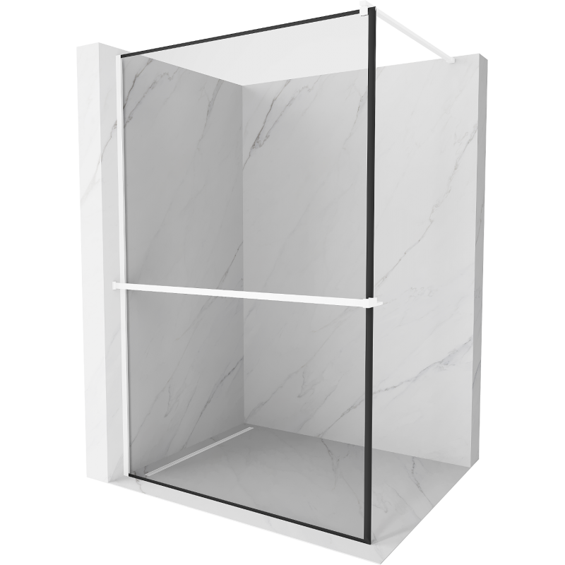 Mexen Kioto+ shower wall with shelf Walk-in 110 x 200 cm, black frame, white - 800-110-121-20-70