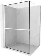 Mexen Kioto+ shower wall with shelf Walk-in 110 x 200 cm, black frame, white - 800-110-121-20-70