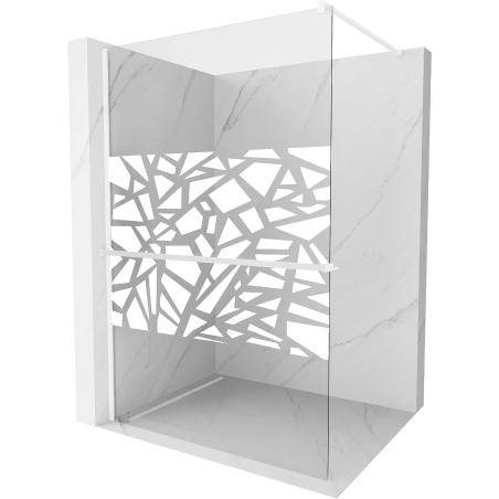 Mexen Kioto+ Shower Screen with Shelf Walk-in 80 x 200 cm, White Pattern, White - 800-080-121-20-85