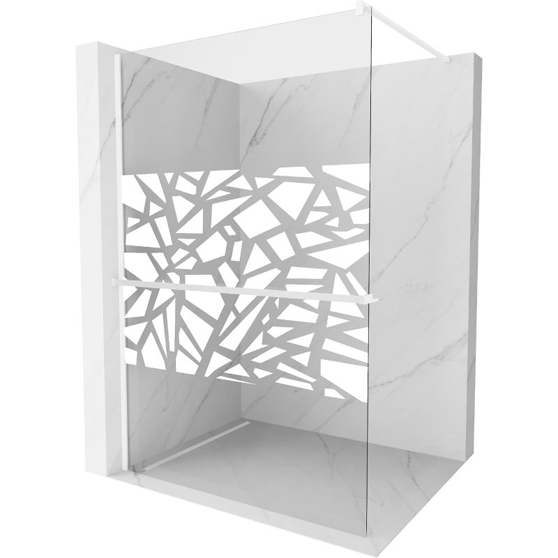 Mexen Kioto+ Shower Wall with Walk-in Shelf 100 x 200 cm, White Pattern, White - 800-100-121-20-85