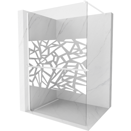 Mexen Kioto+ Shower Wall with Walk-in Shelf 100 x 200 cm, White Pattern, White - 800-100-121-20-85