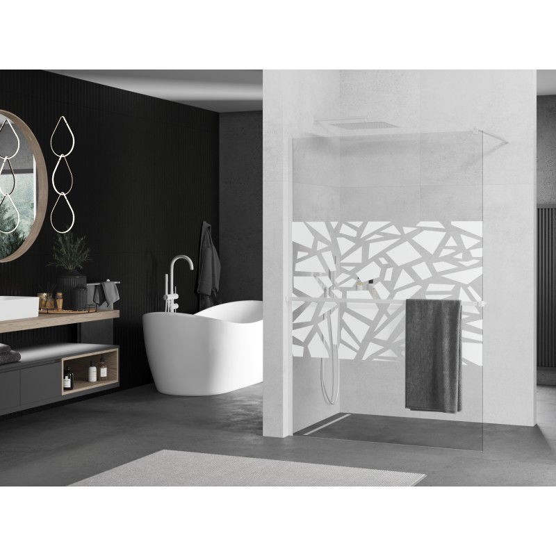 Mexen Kioto+ shower screen with shelf Walk-in 110 x 200 cm, white pattern, white - 800-110-121-20-85