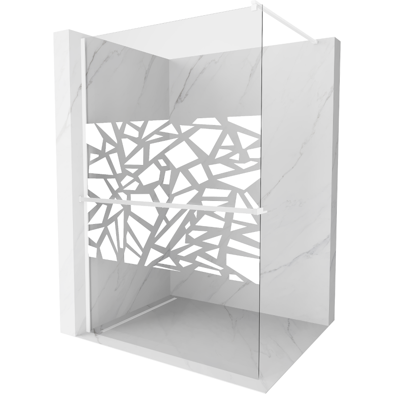 Mexen Kioto+ shower screen with shelf Walk-in 120 x 200 cm, white pattern, white - 800-120-121-20-85